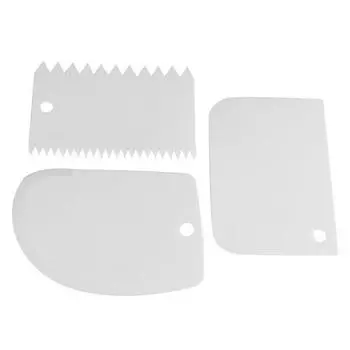 Plastic Dough 3pcs Icing Fondant Scraper Cake Decorating Baking Pastry New Tools White