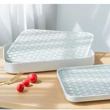 Plastic Drain Tray Cups Double-layer Tea Trays Household Drainage Racks Serving Plate Kitchen Organizer Fruit Storage Rack Tools