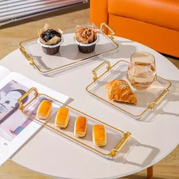 Plastic Fruit Dessert Snack Plate Rectangle Candy Storage Tray Living Room S