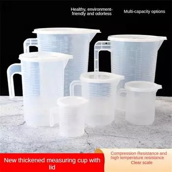 Пластиковый градуированный мерный стакан большой емкости, лабораторный стакан с прозрачной крышкой, кухонный стакан для выпечки