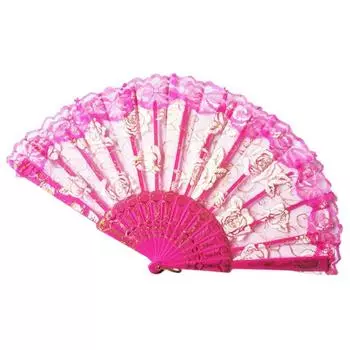 Plastic Handle Folding Fan Translucent Spanish Fan Home Decoration Dance Fan Gift