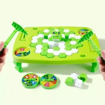 Plastic Ice Cubes Balance Toy Green Frog Trap Toys Frog Ice Breaking Game Toy Table Knock Block 1 set
