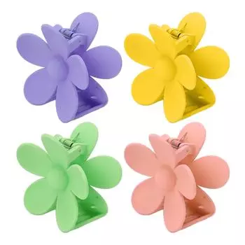 Plastic Jaw Clip Double Lock Tooth Matt Flower Shaped Non Slip Catch Hairpin Accessories Light Purple