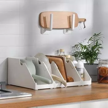 Plastic Kitchen Storage Organizer Divided Storage Basket Thickened Durable Box For Pots Pans Chopsticks Spoons Scissors Forks