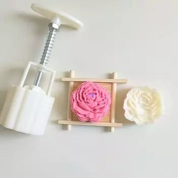 Plastic Mooncake Stamps Peony Shaped Mooncake Moulds Festival DIY Hand Press Mooncake Cutters Pastry Decorating Dropshipping