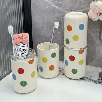 Plastic Mouthwash Cup Cartoon Travel Wash Cup Cute Toothpaste Storage Box Home белый