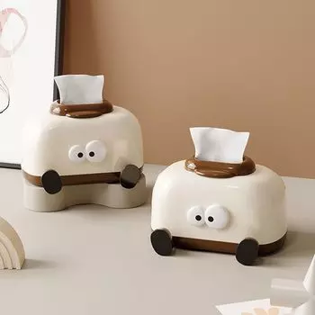 Plastic Napkin Holder Large Capacity Tissue Dispenser Cute Cartoon Tissue Box for Household бежевый