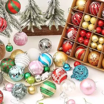 Plastic Painted Ball Christmas Tree Ornament New Year Pendant Christmas Balls Pendant Hanging Ornament Gifts Boxes 1.5cm
