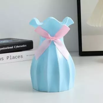 Plastic Plastic Colored Vase No Burr Break-resistant Handcrafted Flower Pot Macaron Color Potted Container Ornaments розовый