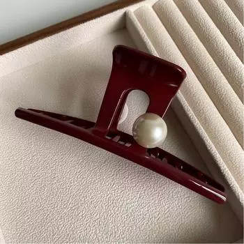 Plastic Red Hair Claw Women Girls Large Geometric Acrylic Crab Hair Clamp Elegant Barrettes Clip Female Fashion Hair Accessories