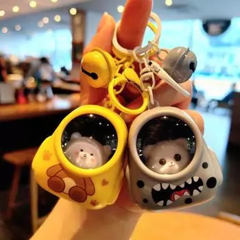 Plastic School Bag Pendant Kawaii LED Lights Keychain Key Chain Backpack Decoration чёрный