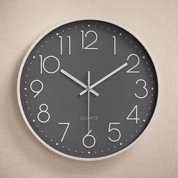 Plastic silent wall clock Creative fashion living room three-dimensional digital scale wall clock 14 inch серый
