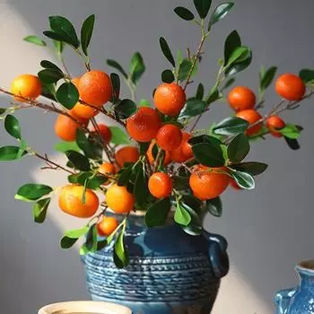 Plastic Simulation Orange Branches Elegant Fake Fruits Shopping Mall жёлтый