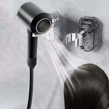 Plastic Suction Cup Hair Dryer Holder Punch Free Removable Rotating Hair Dryer Rack Wall Mounted Reusable прозрачный
