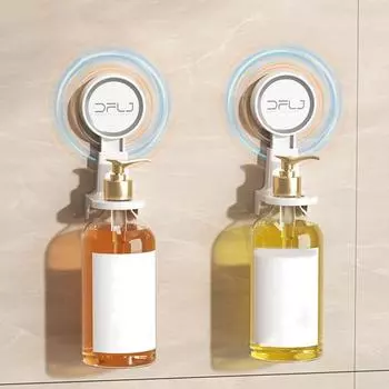 Пластиковый держатель для шампуня на присоске, настенная полка для бутылок с гелем для душа, экономящая место, крючок для хранения мыла белый