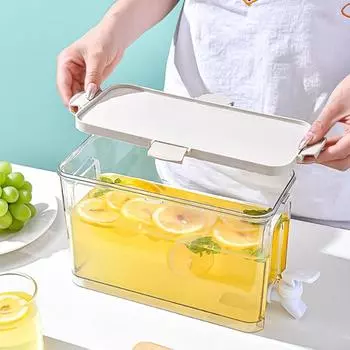 Plastic Transparent Beverage Dispenser with Faucet Beverage Tank Cold Water Jug Milk Tea Shop Transparent