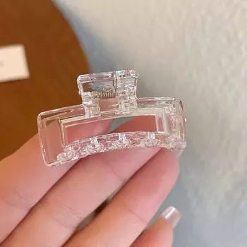 Plastic Transparent Shark Clip Rectangle Hollow Hair Clip Fashion Mini Hair Claw Daily