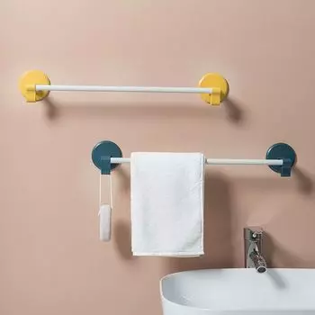 Plastic Wall-Mounted Towel Rack Punch-Free Strong Load-Bearing Bath Towel Holders with Hooks Rust-Proof Slippers Rack Bathroom жёлтый
