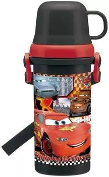 Plastic water bottle with direct drinking cup 480ml Cars Disney