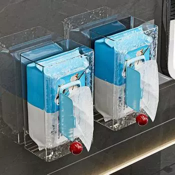 Plastic Water Wave Dryer Sheet Holder Wall Mounted Transparent Wet Wipes Holder Waterproof Decorative Face Towel Storage Box