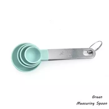 Пластик Нержавеющая сталь Мерные инструменты Совок для муки Мерная ложка Кухонные гаджеты Мерные стаканы green-Measuring Spoon