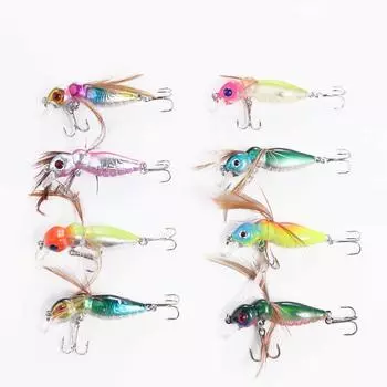 Пластик + сталь воблер перо пчела рыболовная приманка 4.5см/3.4г гольян рыболовные приманки морская рыбалка 1#