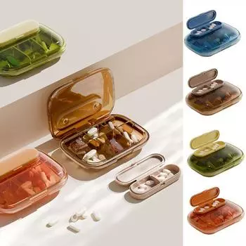 Пластиковая 4/6-сеточная таблетница с большой емкостью, дозатор для таблеток, портативная аптечка для путешествий Coffee-6 Grids