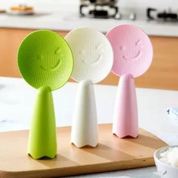 Пластиковая антипригарная ложка для риса с изображением смайлика, лопатка для риса, совок для приготовления пищи, напольный совок для риса, кухонная утварь, столовые приборы жёлтый