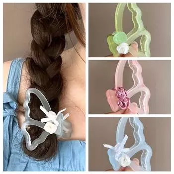 Пластиковая бабочка полая зажим для волос коготь большой зажим для акулы зажим для цветка розы девушка розовый