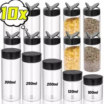 Пластиковая банка для специй с крышками-шейкерами, прозрачная, портативная, большой емкости, для хранения перца, гаджеты для домашней кухни