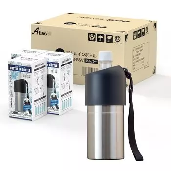 Пластиковая бутылка Atlas для воды, большая упаковка, холодная пластиковая бутылка, вакуум с бутылкой в держателе для бутылок, бутылка, покупка, 12, изоляция, охладитель, 500 мл, серебряный