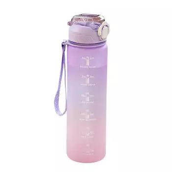 Пластиковая бутылка для воды 1000 мл с маркером времени, уличный фитнес-спортивный герметичный стакан для напитков с ручкой, спортивный чайник серый