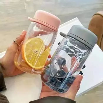 Пластиковая бутылка для воды 450 мл, герметичная портативная чашка для воды, простая бутылка для студентов, чашка для кофе и чая с заварником для чая, летняя посуда для питья 450ml