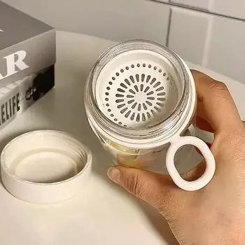 Пластиковая бутылка для воды 450 мл, герметичная портативная чашка для воды, простая бутылка для студентов, чашка для кофе и чая с заварником для чая, летняя посуда для питья