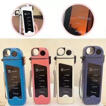 Пластиковая бутылка для воды объемом 350 мл с запирающейся крышкой, герметичная квадратная спортивная переносная бутылка для занятий спортом на открытом воздухе, дорожная чашка 350ML