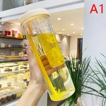 Пластиковая бутылка для воды, портативная, с трубочками, ситечко для фруктов, чашка для чая, сока, фитнеса, спорта, путешествий, бутылки, чайник, прозрачный