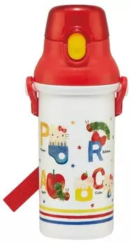 Пластиковая бутылка для воды Skater 480 мл, одно нажатие, антибактериальная, для детей, легкая, антибактериальная обработка, сделано в Японии, очень голодная гусеница