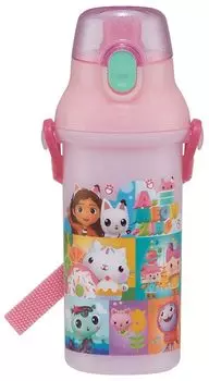 Пластиковая бутылка для воды Skater 480 мл, одно нажатие, антибактериальная, для детей, легкая, антибактериальная обработка, сделано в Японии, кукольный домик PSB5SANAG