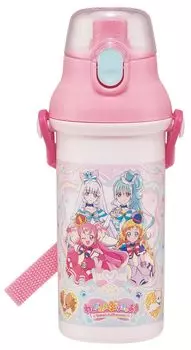 Пластиковая бутылка для воды Skater 480 мл, одно нажатие, антибактериальная, для детей, легкая, антибактериальная обработка, сделано в Японии, Wandafuru Girls PSB5SANAG