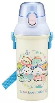 Пластиковая бутылка для воды Skater 480 мл, одно нажатие, антибактериальная, для детей, легкая, антибактериальная обработка, сделано в Японии Sumikko Gurashi Shirokuma