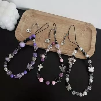 Пластиковая цепочка для сотового телефона, цветная смесь, рюкзак, подвеска, бисерная нить, украшение для мобильного телефона Style E