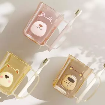 Пластиковая чашка для полоскания рта и зубной щетки с ручкой, стаканы для домашней ванной комнаты, портативная кружка, прозрачный держатель для зубной щетки кофейный