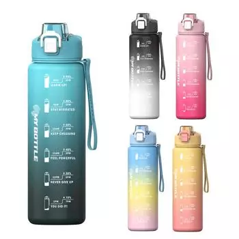 Пластиковая чашка для воды на 1000 мл, соломинка большой емкости, спортивная бутылка для воды, фитнес для студентов мужского и женского пола, устойчивая к высоким температурам чашка для бутылки с водой 1000ml синий