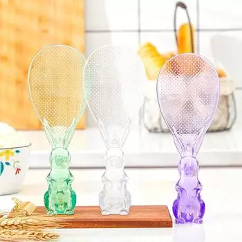 Пластиковая емкость Reative Can Stand Up Rabbit Crystal Rice Spoon Прозрачная и антипригарная рисовая лопатка для риса Кухонная утварь фиолетовый
