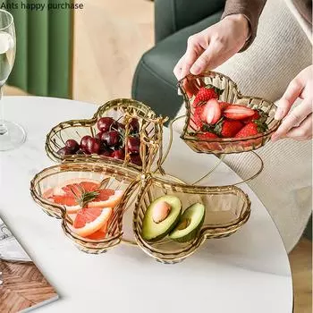 Пластиковая фруктовая чаша Поднос для закусок Тарелка для сухофруктов Коробка для конфет Коробка для хранения продуктов Фруктовая тарелка Коробки для сухофруктов Десертные тарелки Посуда