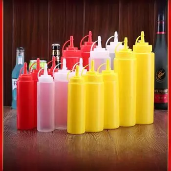 Пластиковая герметичная бутылка для салатных заправок и соусов - Бесплатная доставка 8oz, 400 or more белый