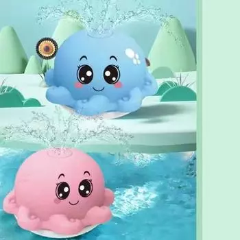 Пластиковая игрушка для душа для младенцев Осьминог Краб Безопасный электрический разбрызгиватель с музыкой Детская ванночка розовый