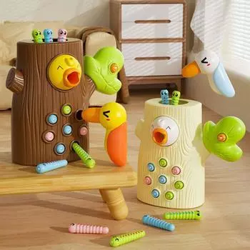 Пластиковая игрушка для ловли червяка в стиле Монтессори для детей, ловля насекомых, маленькая игра, подарок ребенку коричневый