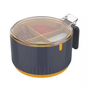 Пластиковая коробка для приправ с 4 сетками, встроенная прочная банка для соли, компактный кухонный органайзер на столешнице белый