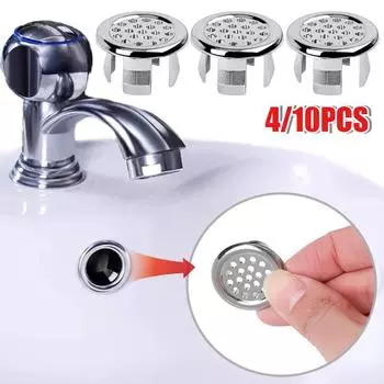 Пластиковая крышка для перелива отверстия раковины для кухни, ванной комнаты, раковины, сливной колпачок для ванны, раковина, круглая заглушка для перелива B-4PCS
